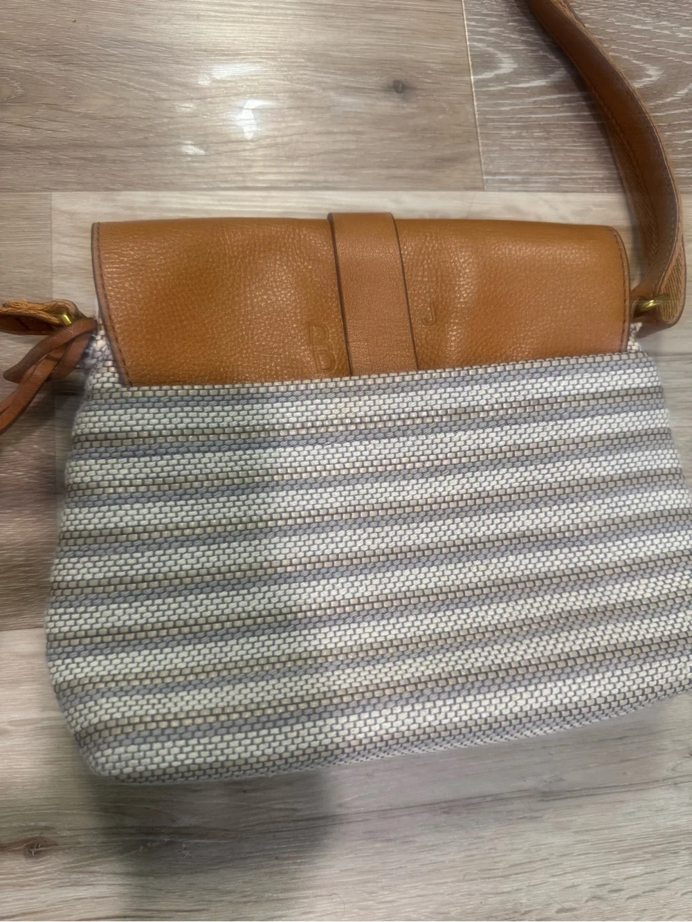 Fossil Brown Leather-Trim Woven Crossbody Bag
